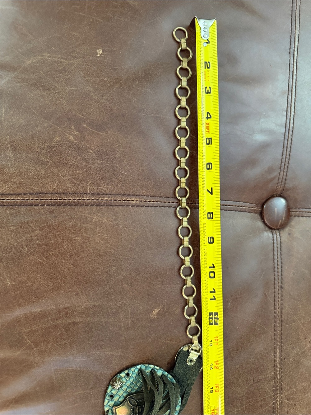Vintage Leather Waist Belt with Solid medallions. OS - Picture 9 of 13